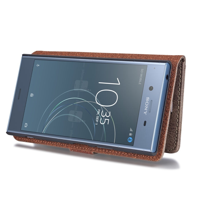 DG.MING for Sony Xperia XZ1 Crazy Horse Texture Horizontal Flip Detachable Magnetic Protective Case with Holder & Card Slots & Wallet