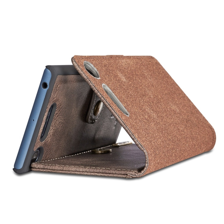 DG.MING for Sony Xperia XZ1 Crazy Horse Texture Horizontal Flip Detachable Magnetic Protective Case with Holder & Card Slots & Wallet