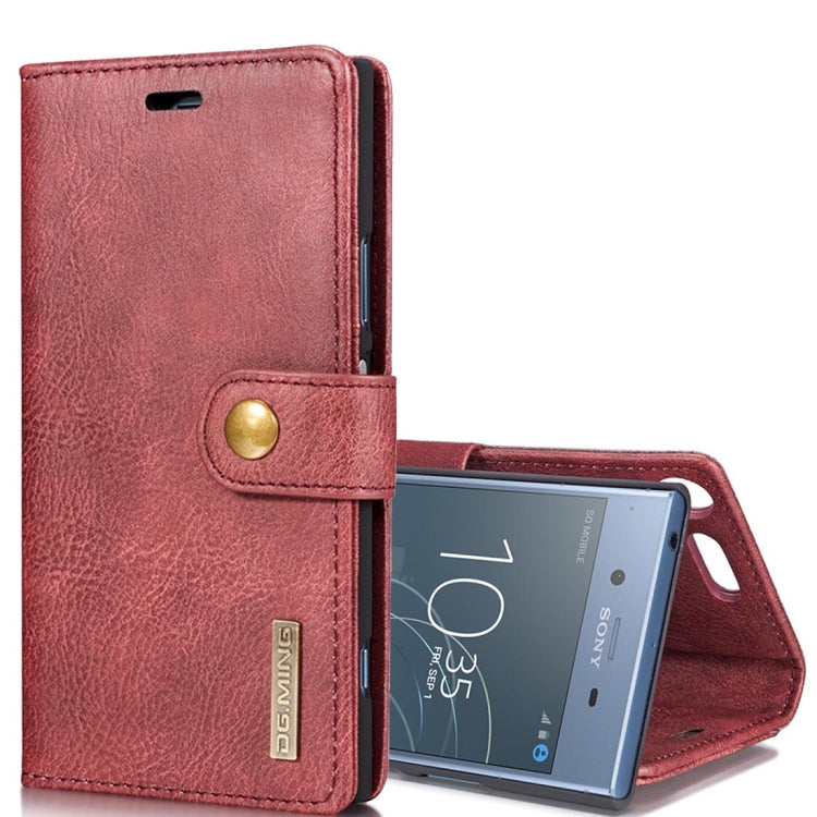 DG.MING for Sony Xperia XZ1 Crazy Horse Texture Horizontal Flip Detachable Magnetic Protective Case with Holder & Card Slots & Wallet