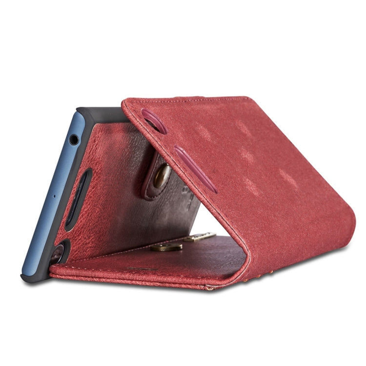 DG.MING for Sony Xperia XZ1 Crazy Horse Texture Horizontal Flip Detachable Magnetic Protective Case with Holder & Card Slots & Wallet