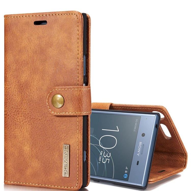DG.MING for Sony Xperia XZ1 Crazy Horse Texture Horizontal Flip Detachable Magnetic Protective Case with Holder & Card Slots & Wallet