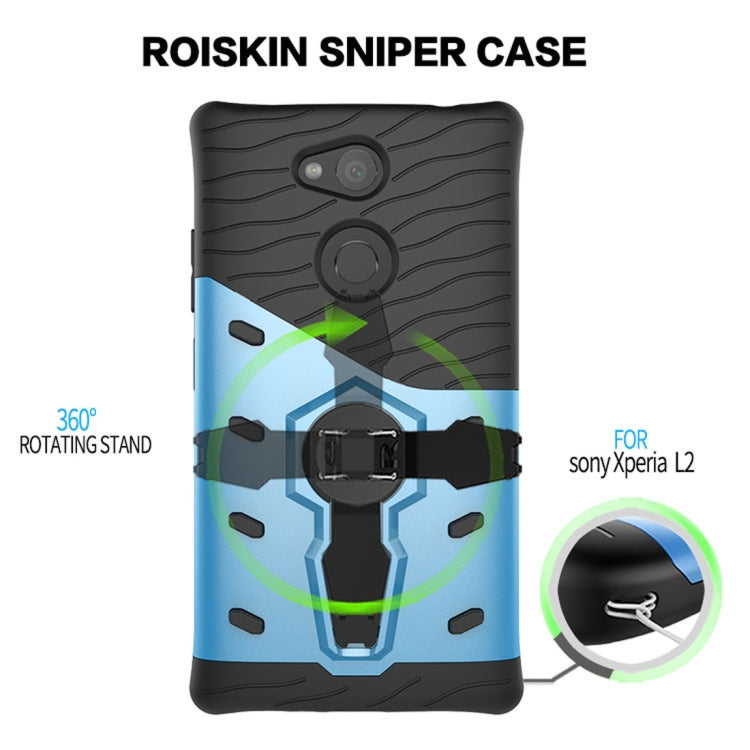 For Sony Xperia L2 PC + TPU Dropproof Sniper Hybrid Protective Back Case with 360 Degree Rotation Holder