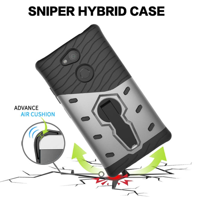 For Sony Xperia L2 PC + TPU Dropproof Sniper Hybrid Protective Back Case with 360 Degree Rotation Holder