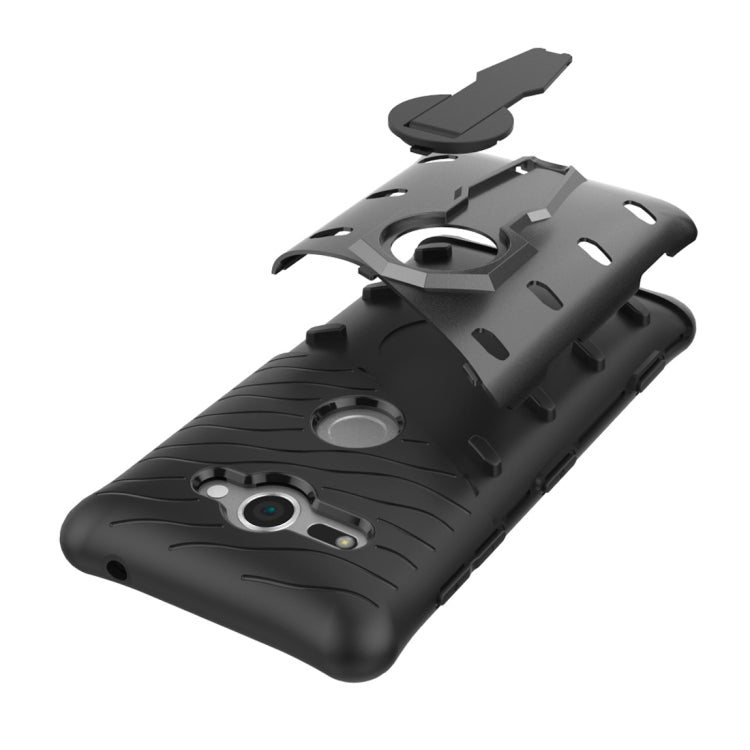 For Sony Xperia XZ2 Compact PC + TPU Dropproof Sniper Hybrid Protective Back Case with 360 Degree Rotation Holder