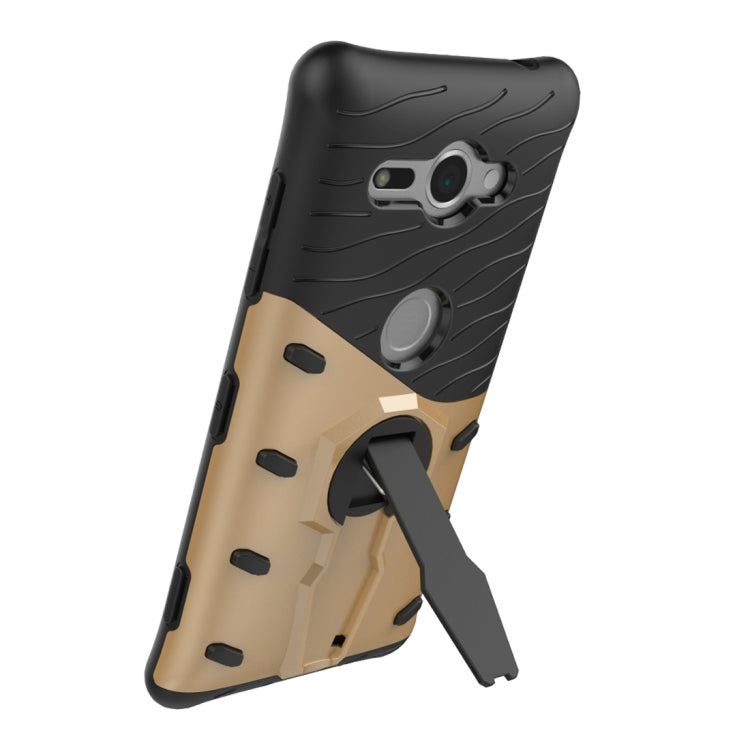 For Sony Xperia XZ2 Compact PC + TPU Dropproof Sniper Hybrid Protective Back Case with 360 Degree Rotation Holder