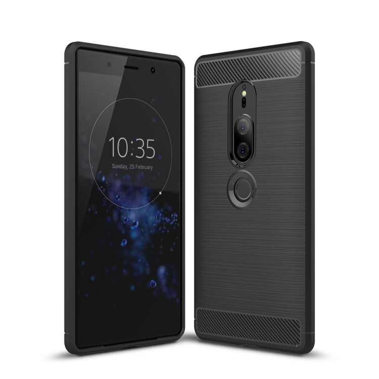 Brushed Texture Carbon Fiber Shockproof TPU Case for Sony Xperia XZ2 Premium