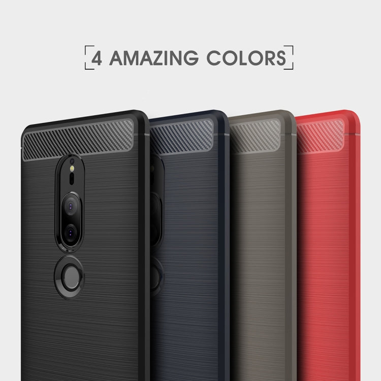 Brushed Texture Carbon Fiber Shockproof TPU Case for Sony Xperia XZ2 Premium