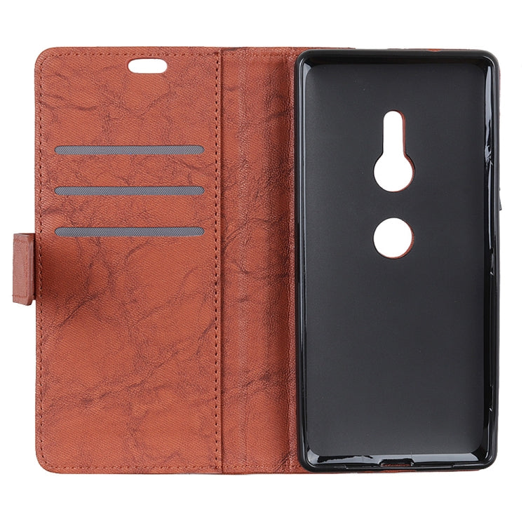 Copper Buckle Retro Crazy Horse Texture Horizontal Flip Leather Case for Sony Xperia XZ2, with Holder & Card Slots & Wallet