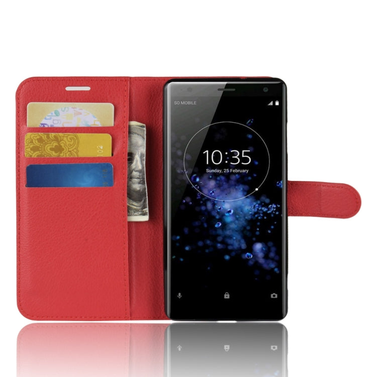 Litchi Texture Horizontal Flip Leather Case with Wallet & Holder & Card Slots For Sony Xperia XZ3