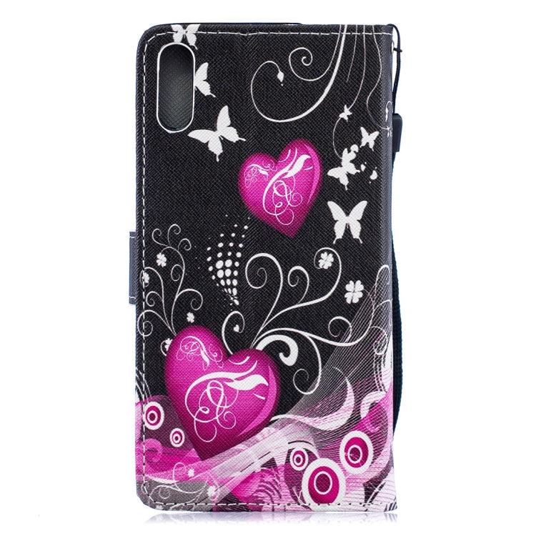 Peach Heart Pattern Horizontal Flip Leather Case for Sony Xperia L3, with Holder & Card Slots & Wallet