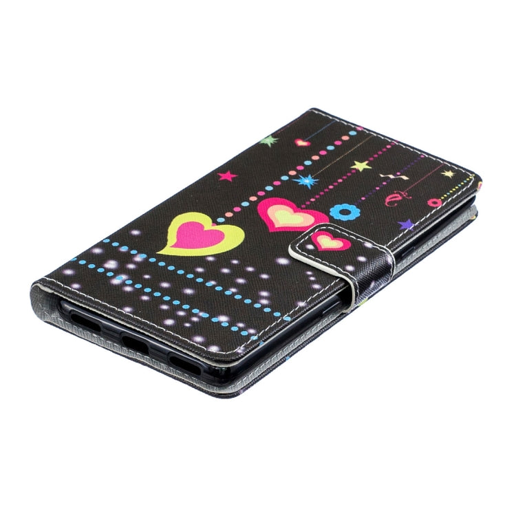 Colored Heart Pattern Horizontal Flip Leather Case for Sony Xperia L3, with Holder & Card Slots & Wallet