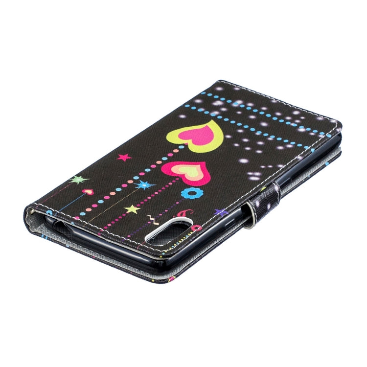 Colored Heart Pattern Horizontal Flip Leather Case for Sony Xperia L3, with Holder & Card Slots & Wallet