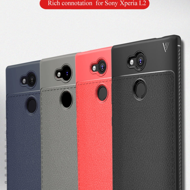Lenuo Leshen Series for Sony Xperia L2 TPU Litchi Texture Dropproof Protective Back Cover Case