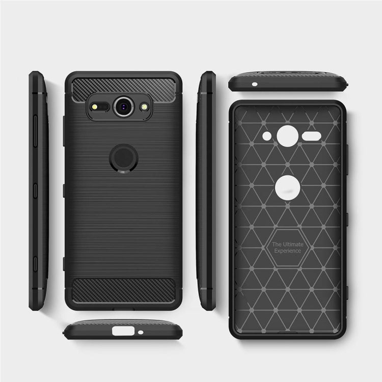 For Sony Xperia XZ2 Compact Brushed Texture Carbon Fiber Shockproof TPU Protective Back Case
