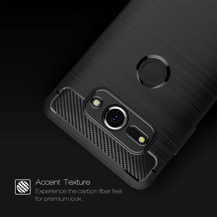 For Sony Xperia XZ2 Compact Brushed Texture Carbon Fiber Shockproof TPU Protective Back Case