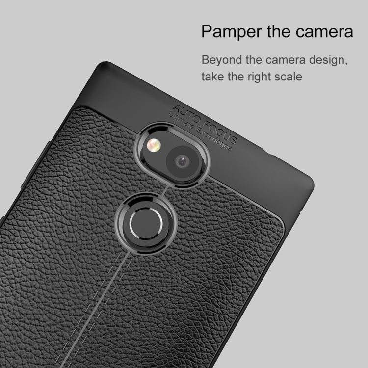 For Sony Xperia L2 Litchi Texture Soft TPU Protective Back Cover Case