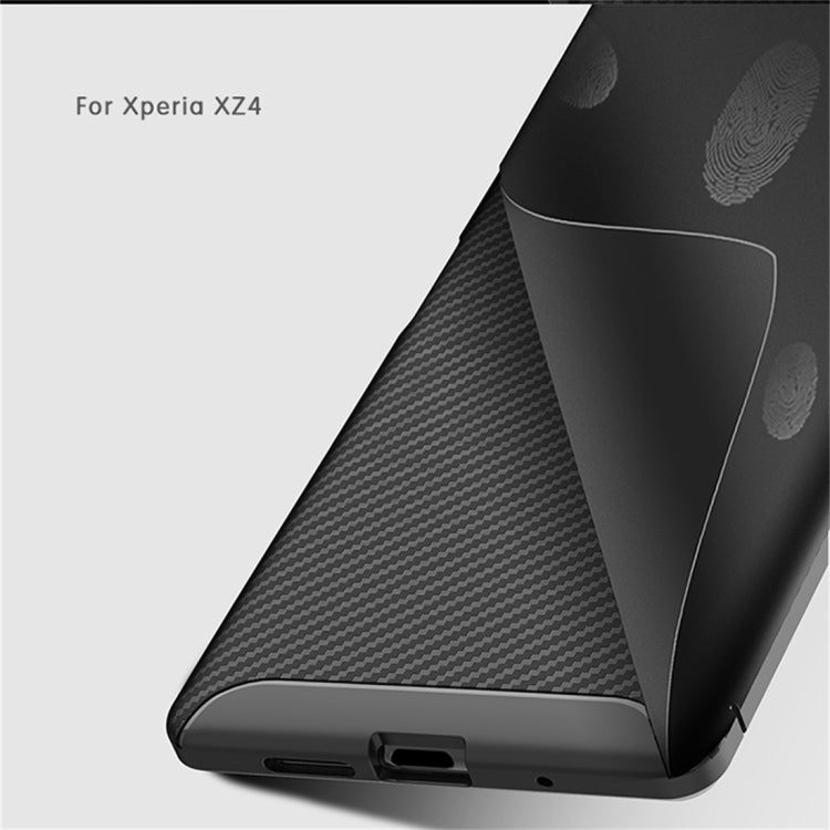 Carbon Fiber Texture Shockproof TPU Case for Sony Xperia XZ4 (Brown)