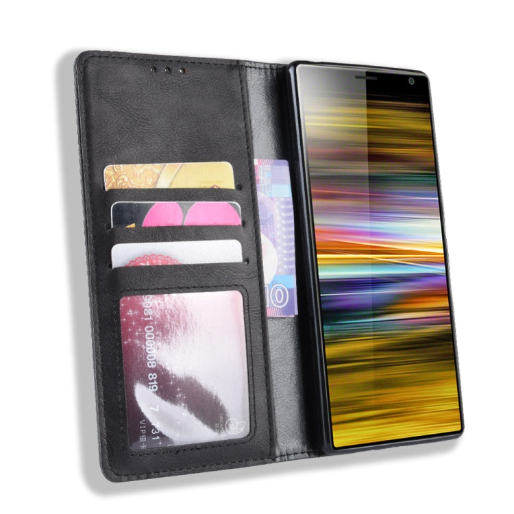 Magnetic Buckle Retro Texture Horizontal Flip Leather Case for Sony Xperia 10, with Holder & Card Slots & Wallet