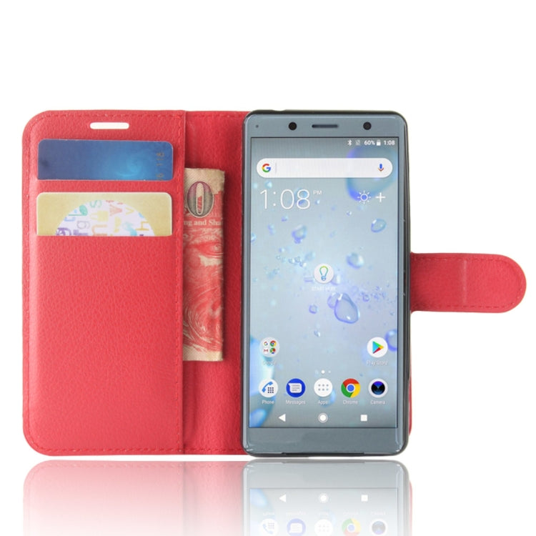 For Sony Xperia XZ2 Compact PU + TPU Litchi Texture Horizontal Flip Leather Case with Wallet & Holder & Card Slots