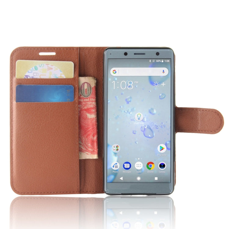 For Sony Xperia XZ2 Compact PU + TPU Litchi Texture Horizontal Flip Leather Case with Wallet & Holder & Card Slots