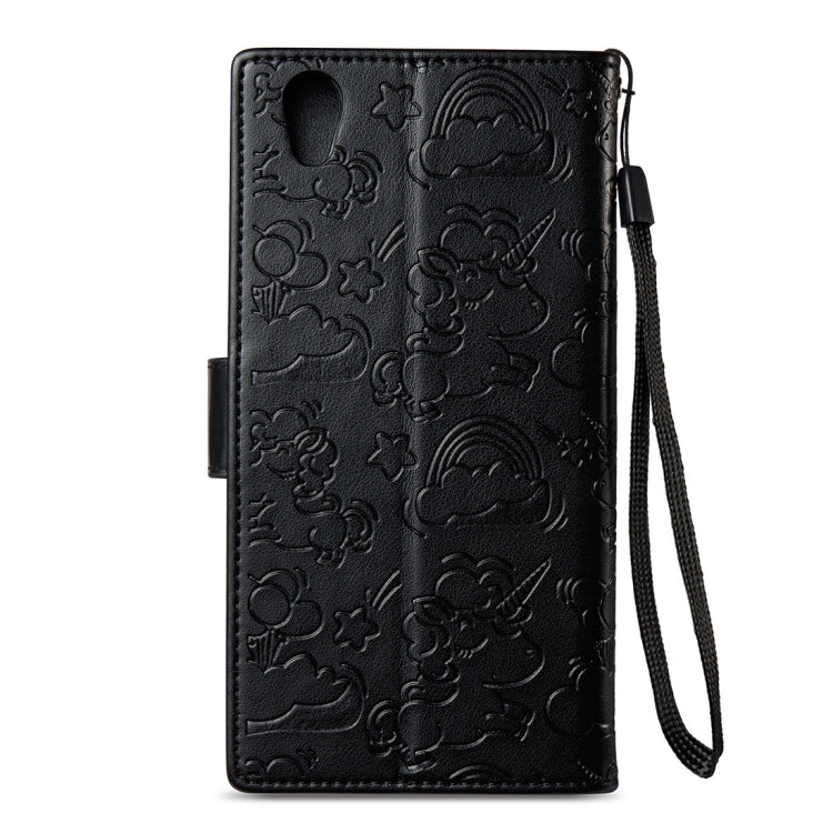 For Sony Xperia L1 Pressed Horse Cloud Print Horizontal Flip Leather Case with Holder & Card Slots & Wallet & Lanyard