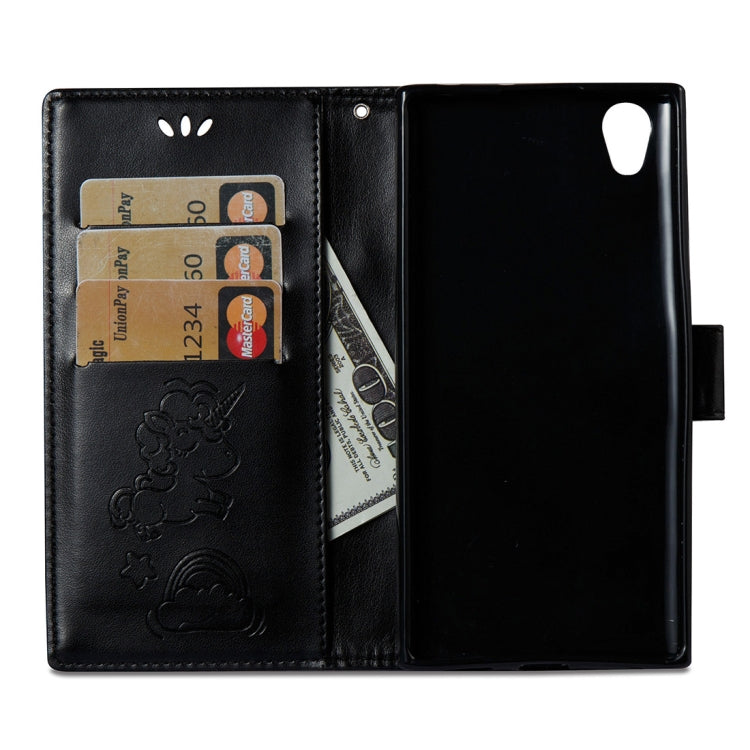 For Sony Xperia L1 Pressed Horse Cloud Print Horizontal Flip Leather Case with Holder & Card Slots & Wallet & Lanyard