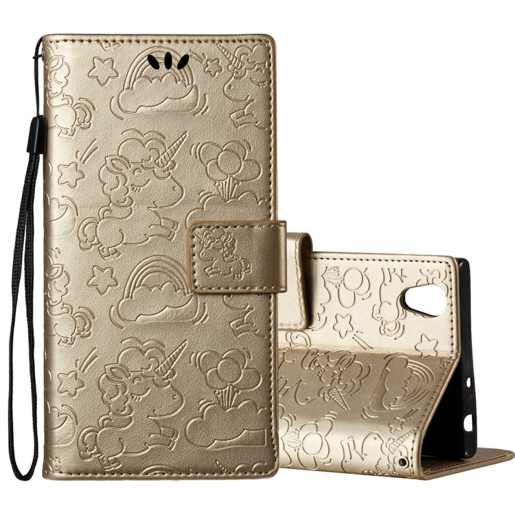 For Sony Xperia L1 Pressed Horse Cloud Print Horizontal Flip Leather Case with Holder & Card Slots & Wallet & Lanyard