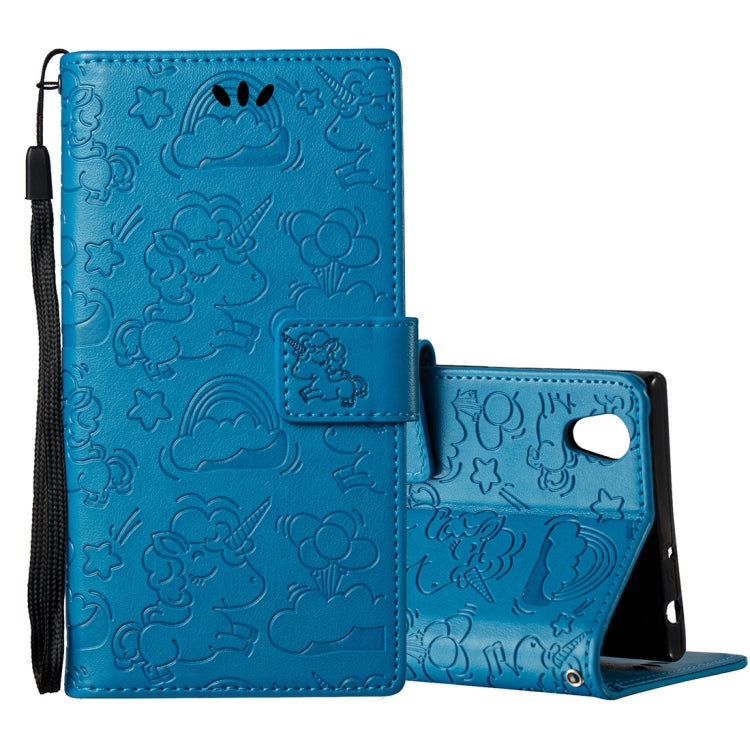For Sony Xperia L1 Pressed Horse Cloud Print Horizontal Flip Leather Case with Holder & Card Slots & Wallet & Lanyard