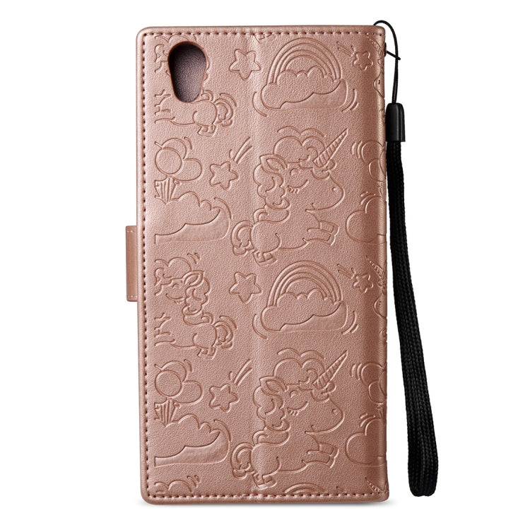 For Sony Xperia L1 Pressed Horse Cloud Print Horizontal Flip Leather Case with Holder & Card Slots & Wallet & Lanyard