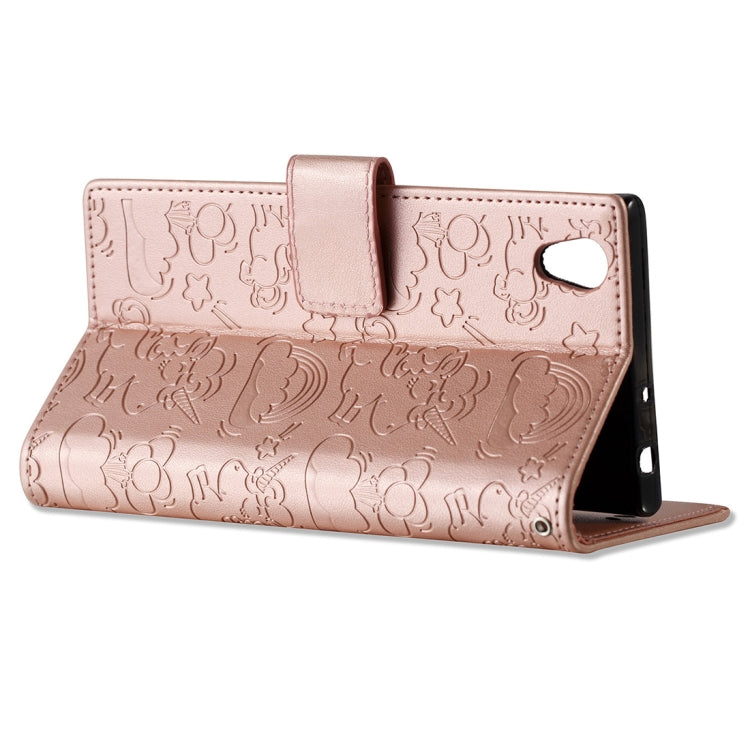 For Sony Xperia L1 Pressed Horse Cloud Print Horizontal Flip Leather Case with Holder & Card Slots & Wallet & Lanyard