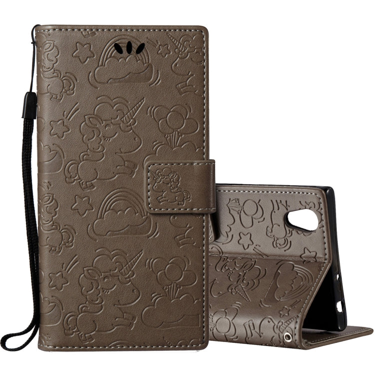 For Sony Xperia L1 Pressed Horse Cloud Print Horizontal Flip Leather Case with Holder & Card Slots & Wallet & Lanyard