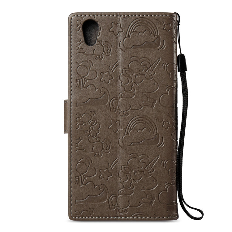 For Sony Xperia L1 Pressed Horse Cloud Print Horizontal Flip Leather Case with Holder & Card Slots & Wallet & Lanyard