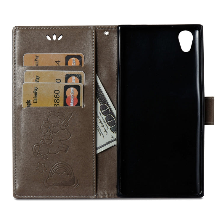 For Sony Xperia L1 Pressed Horse Cloud Print Horizontal Flip Leather Case with Holder & Card Slots & Wallet & Lanyard