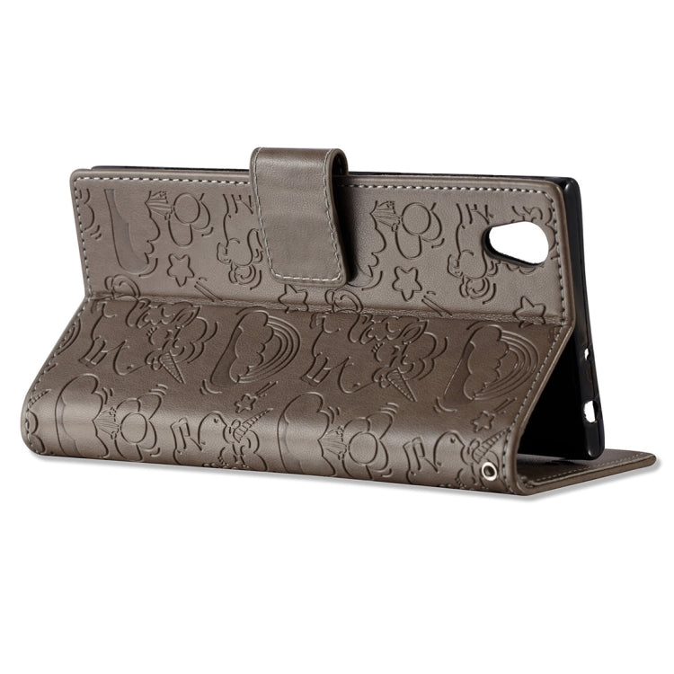 For Sony Xperia L1 Pressed Horse Cloud Print Horizontal Flip Leather Case with Holder & Card Slots & Wallet & Lanyard