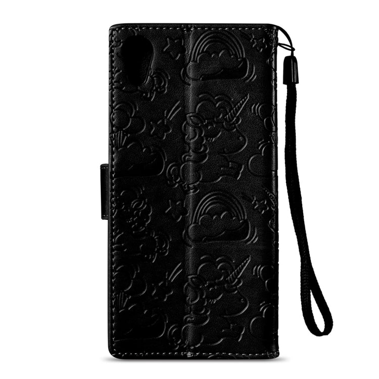 For Sony Xperia XA1 Pressed Horse Cloud Print Horizontal Flip Leather Case with Holder & Card Slots & Wallet & Lanyard