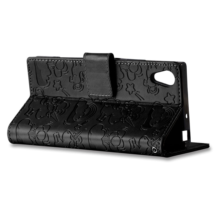 For Sony Xperia XA1 Pressed Horse Cloud Print Horizontal Flip Leather Case with Holder & Card Slots & Wallet & Lanyard