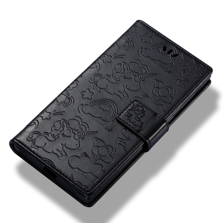 For Sony Xperia XA1 Pressed Horse Cloud Print Horizontal Flip Leather Case with Holder & Card Slots & Wallet & Lanyard
