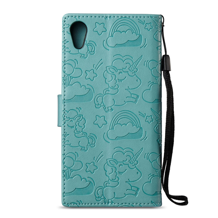 For Sony Xperia XA1 Pressed Horse Cloud Print Horizontal Flip Leather Case with Holder & Card Slots & Wallet & Lanyard