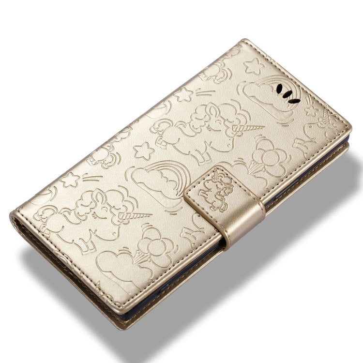 For Sony Xperia XA1 Pressed Horse Cloud Print Horizontal Flip Leather Case with Holder & Card Slots & Wallet & Lanyard