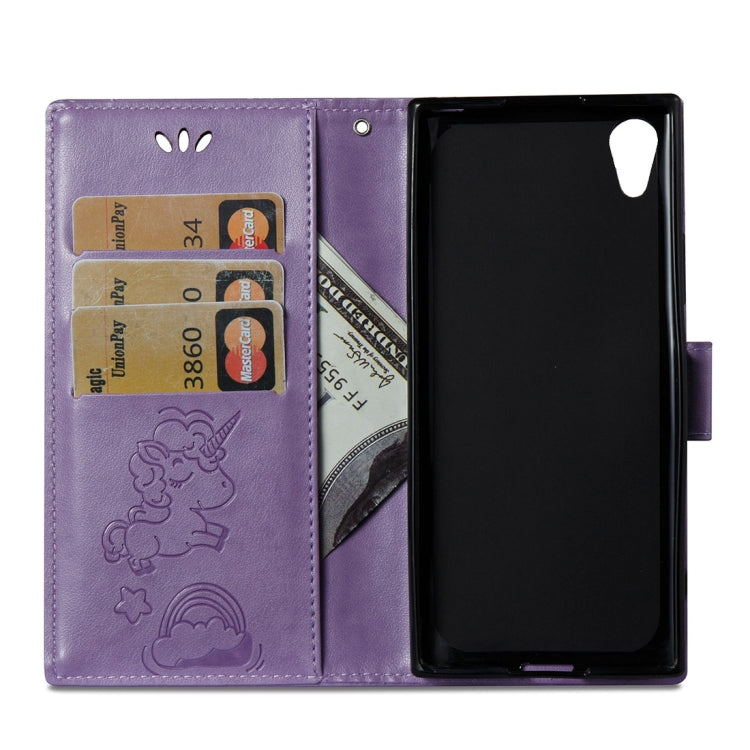 For Sony Xperia XA1 Pressed Horse Cloud Print Horizontal Flip Leather Case with Holder & Card Slots & Wallet & Lanyard