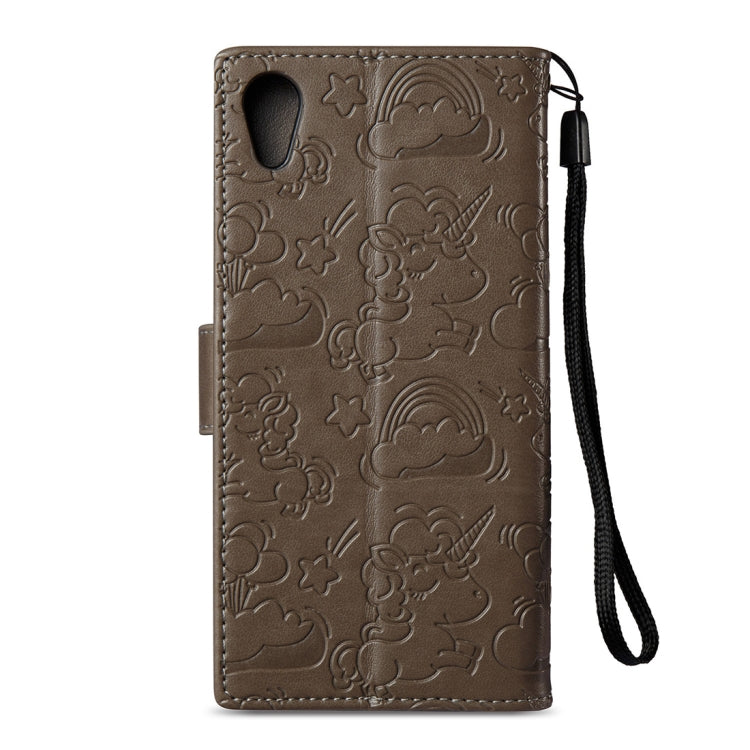 For Sony Xperia XA1 Pressed Horse Cloud Print Horizontal Flip Leather Case with Holder & Card Slots & Wallet & Lanyard