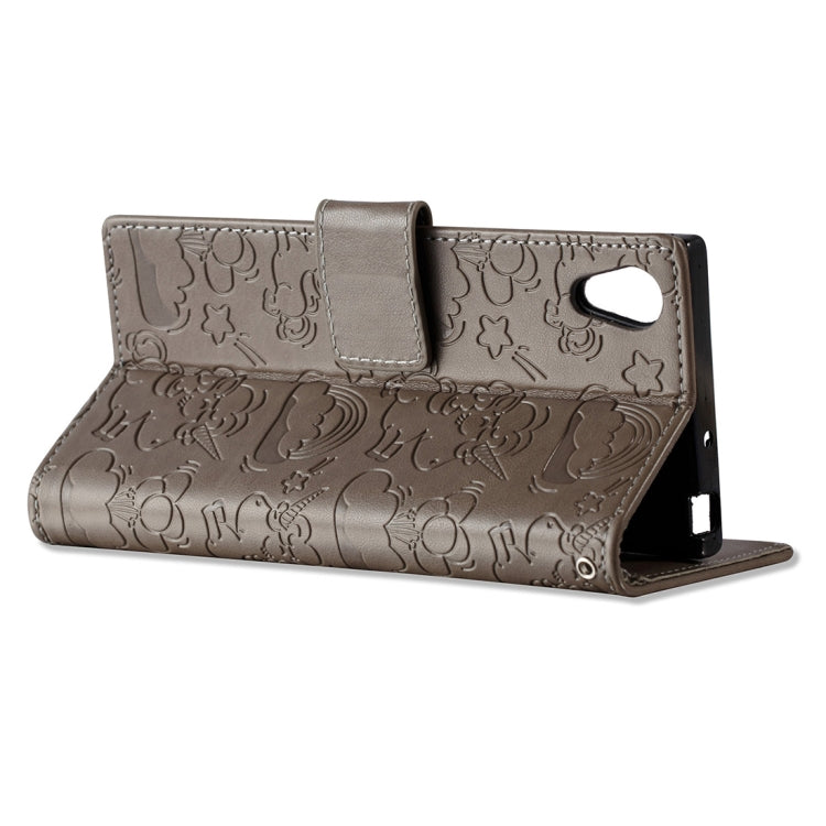 For Sony Xperia XA1 Pressed Horse Cloud Print Horizontal Flip Leather Case with Holder & Card Slots & Wallet & Lanyard