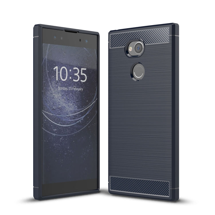For Sony Xperia XA2 Ultra Brushed Texture Carbon Fiber Shockproof TPU Protective Back Case