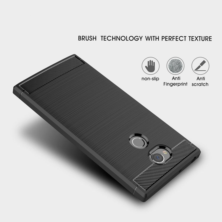 For Sony Xperia XA2 Ultra Brushed Texture Carbon Fiber Shockproof TPU Protective Back Case