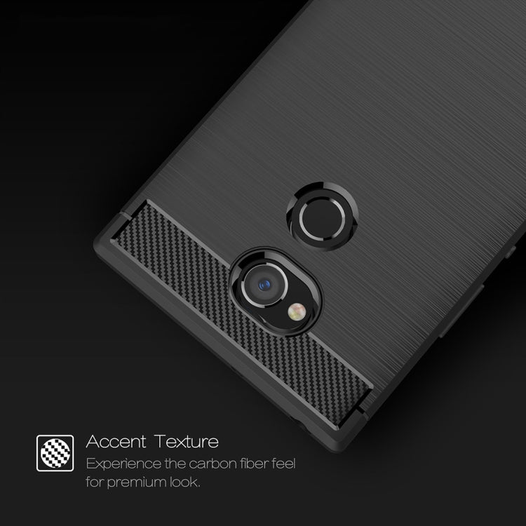 For Sony Xperia XA2 Ultra Brushed Texture Carbon Fiber Shockproof TPU Protective Back Case