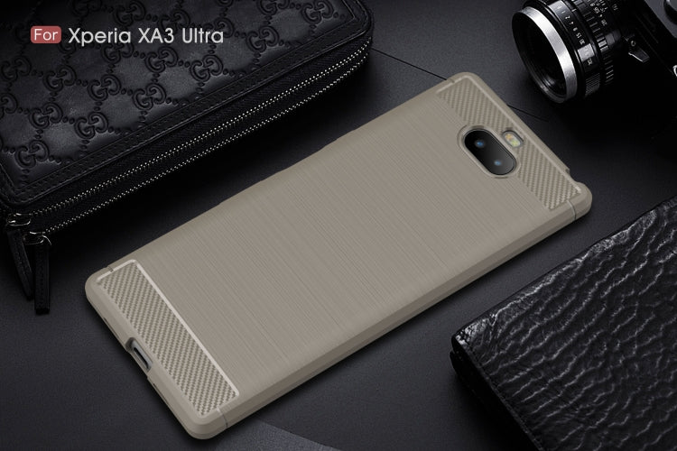 Brushed Texture Carbon Fiber Soft TPU Case for Sony Xperia 10 Plus