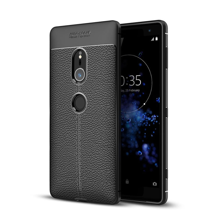For Sony Xperia XZ2 Litchi Texture Soft TPU Protective Back Cover Case