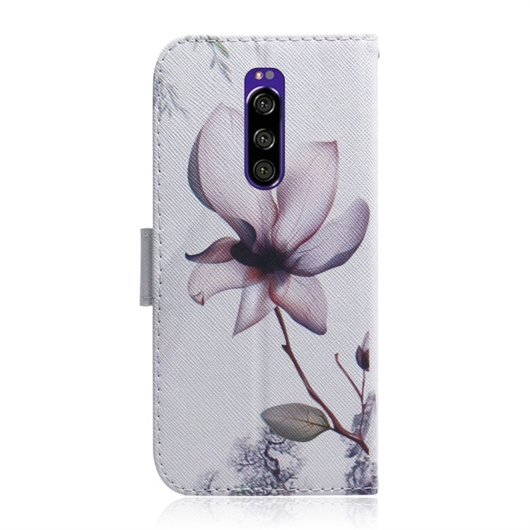 Magnolia Flower Pattern Coloured Drawing Horizontal Flip Leather Case for Sony Xperia 1, with Holder & Card Slots & Wallet