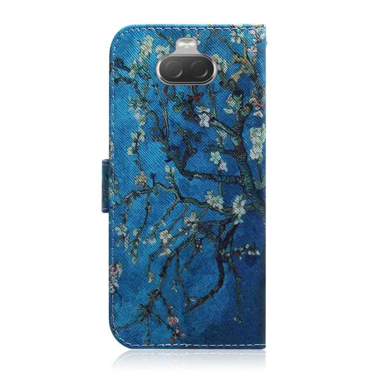 Apricot Flower Pattern Coloured Drawing Horizontal Flip Leather Case for Sony Xperia 10, with Holder & Card Slots & Wallet