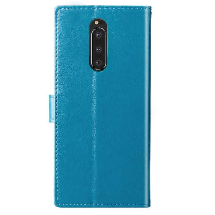 Lucky Clover Pressed Flowers Pattern Leather Case for Sony Xperia 1 / Xperia XZ4, with Holder & Card Slots & Wallet & Hand Strap